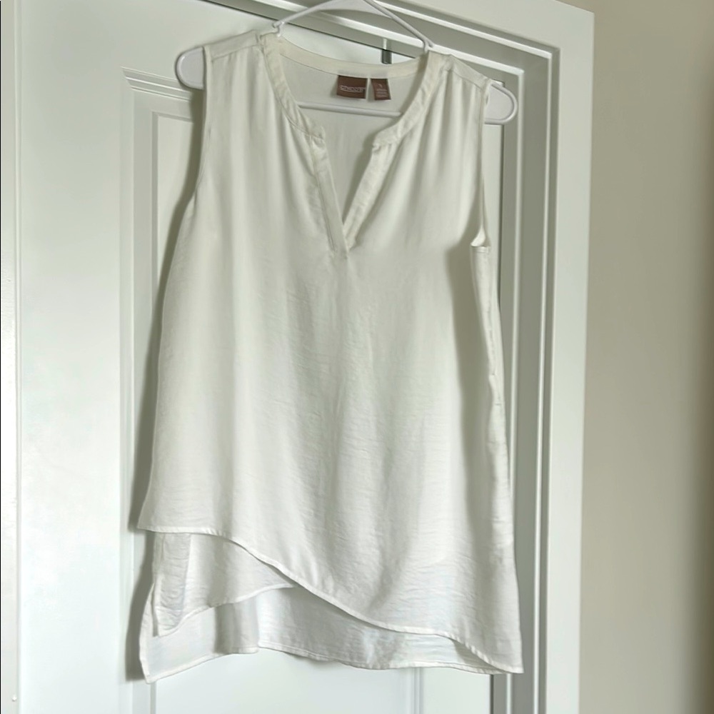 Chico's off white  Sleeveless Blouse with layered bottom